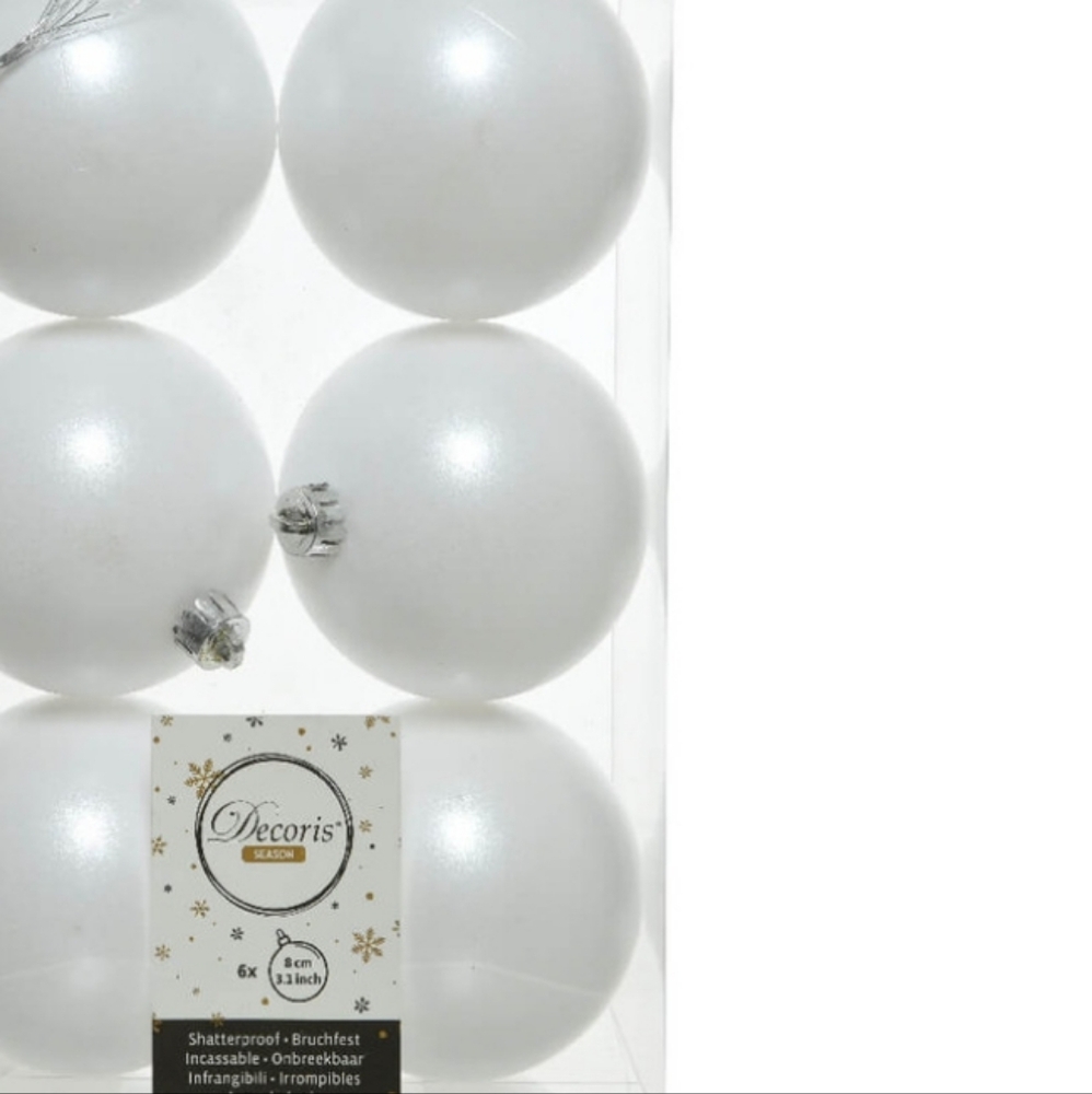 3.1” Matte Winter White Shatterproof Ornaments - Set of 6QUANTITY: